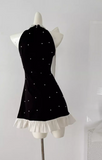 Ndyad A-line beaded Halter Short Prom Dress,Homecoming Dress HZ1024