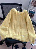 Ndyad Loose Hooded Pullover Grey Sweater 2025 New Style Knitwear HZ1024