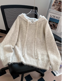 Ndyad Loose Hooded Pullover Grey Sweater 2025 New Style Knitwear HZ1024