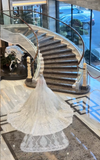 Ndyad Strapless Ball Gown Tulle Luxury Wedding Dresses Applique White Bridal Gowns HZ1024